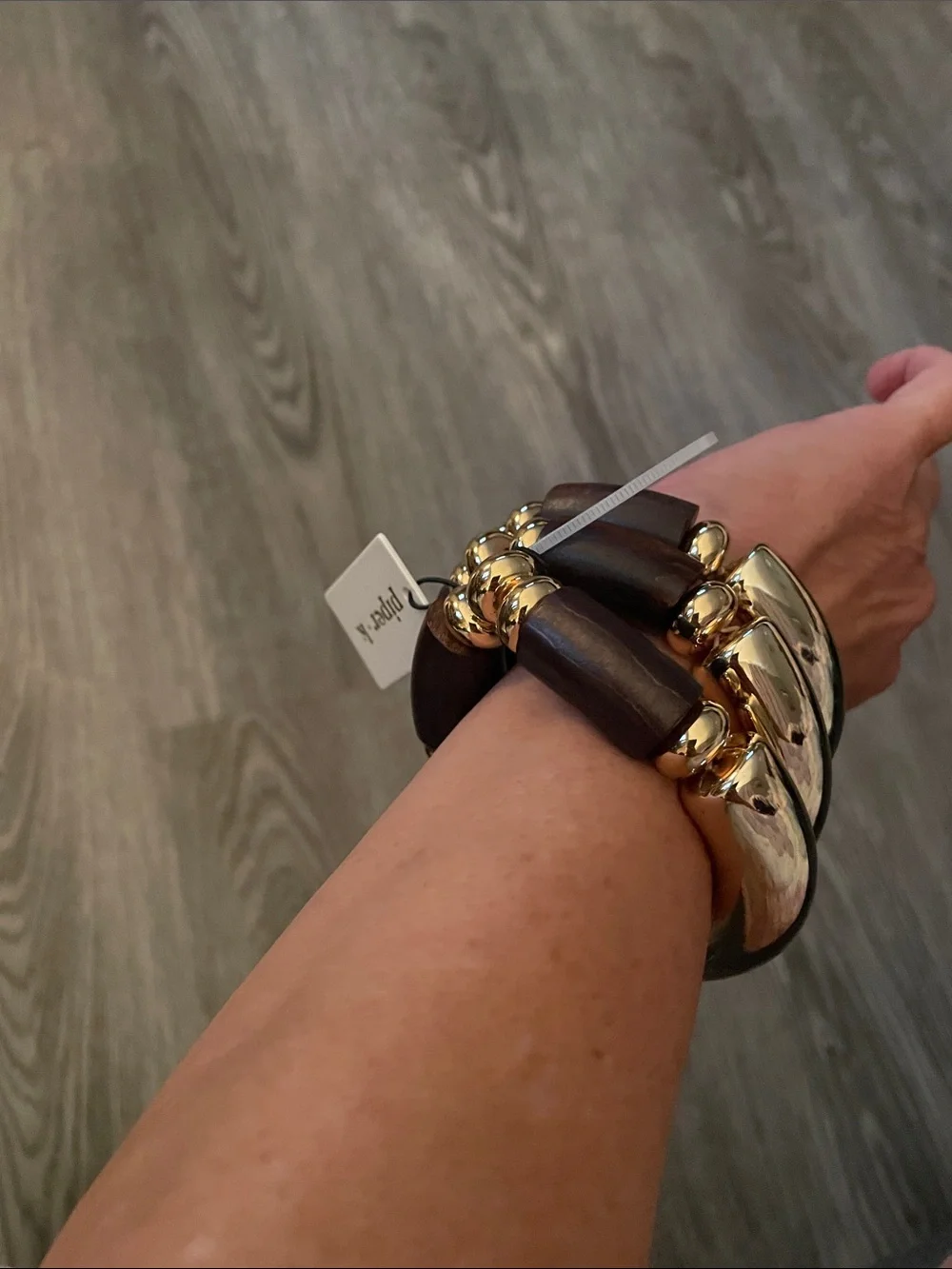Piper Gold and Dark Brown Mixed Link Stretch Bracelet Set
